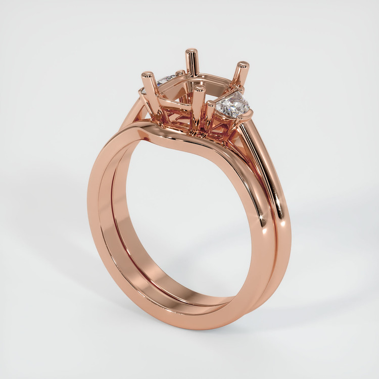 14K Rose Gold Three Stone Ring Setting