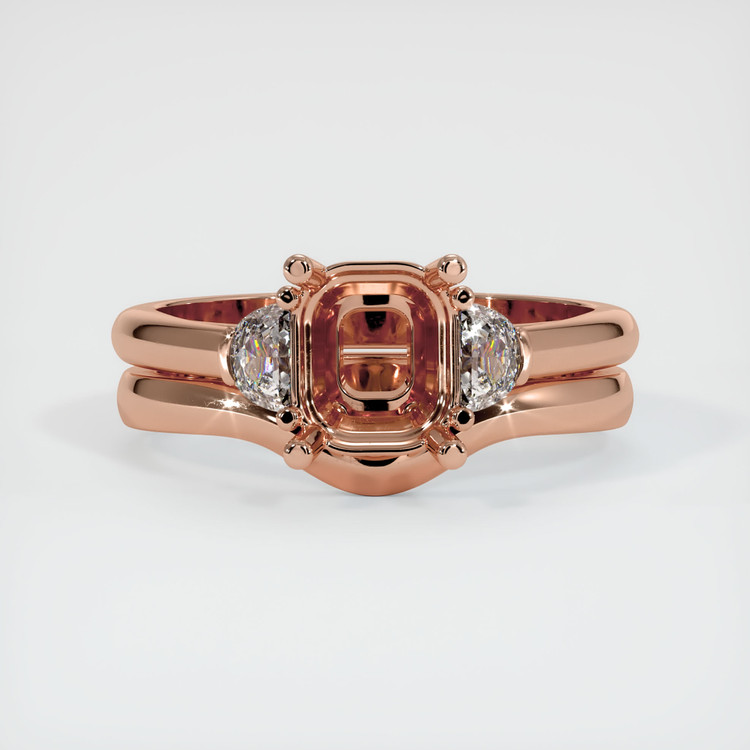 14K Rose Gold Three Stone Ring Setting