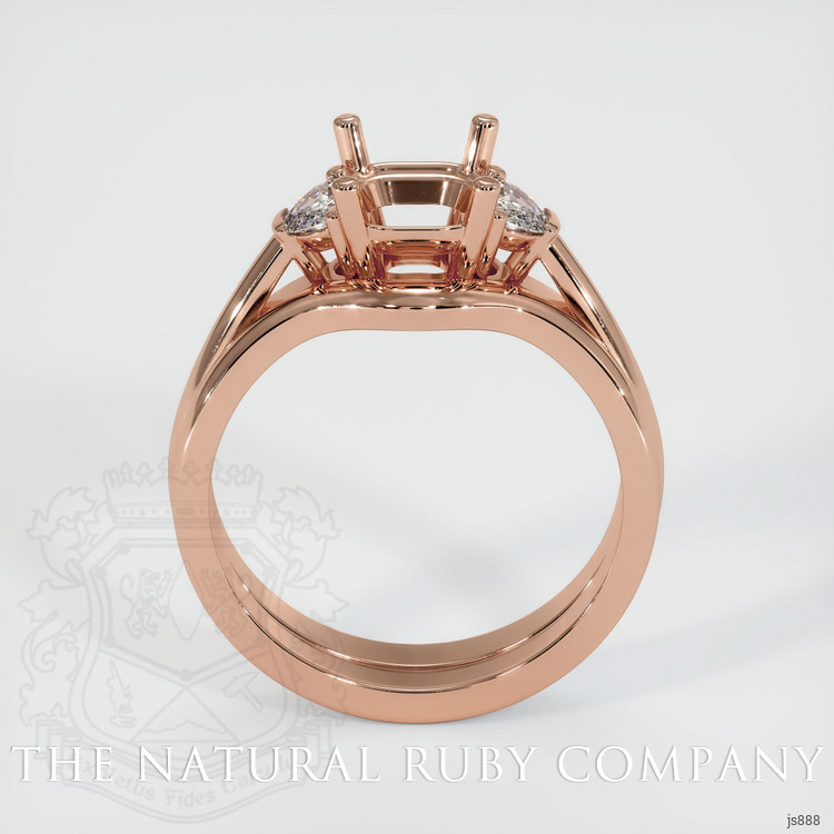 14K Rose Gold Three Stone Ring Setting