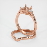 14K Rose Gold Three Stone Ring Setting Image