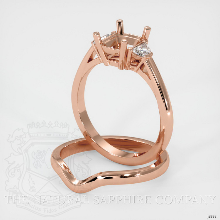 14K Rose Gold Three Stone Ring Setting
