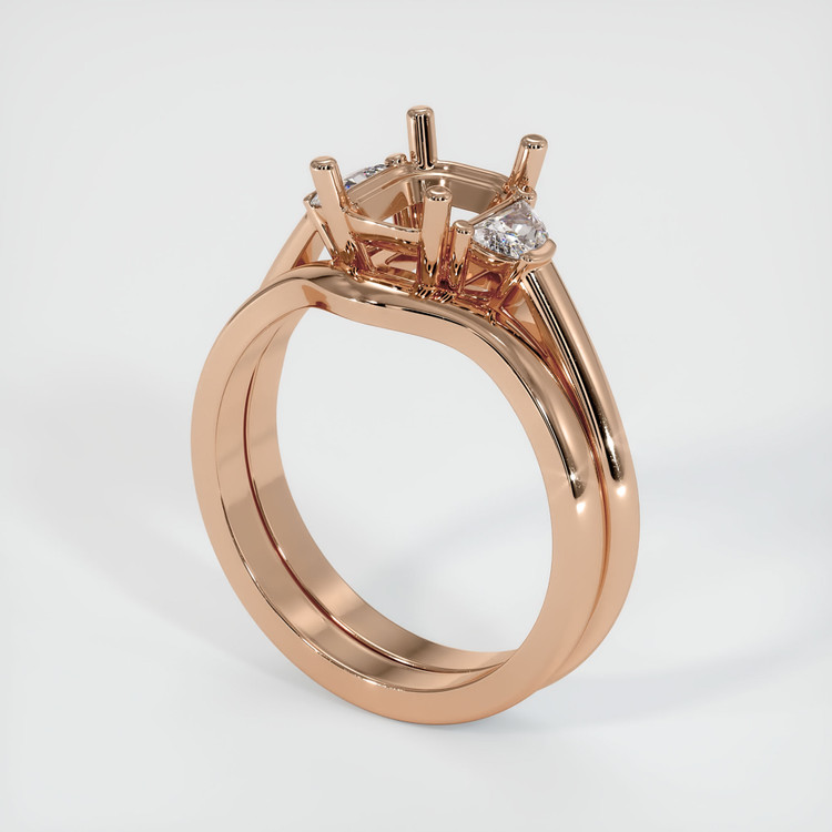 18K Rose Gold Three Stone Ring Setting