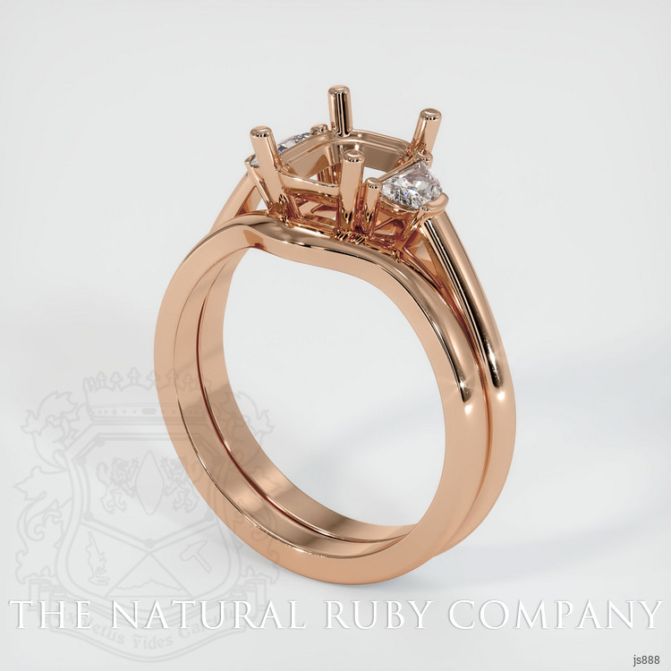 18K Rose Gold Three Stone Ring Setting