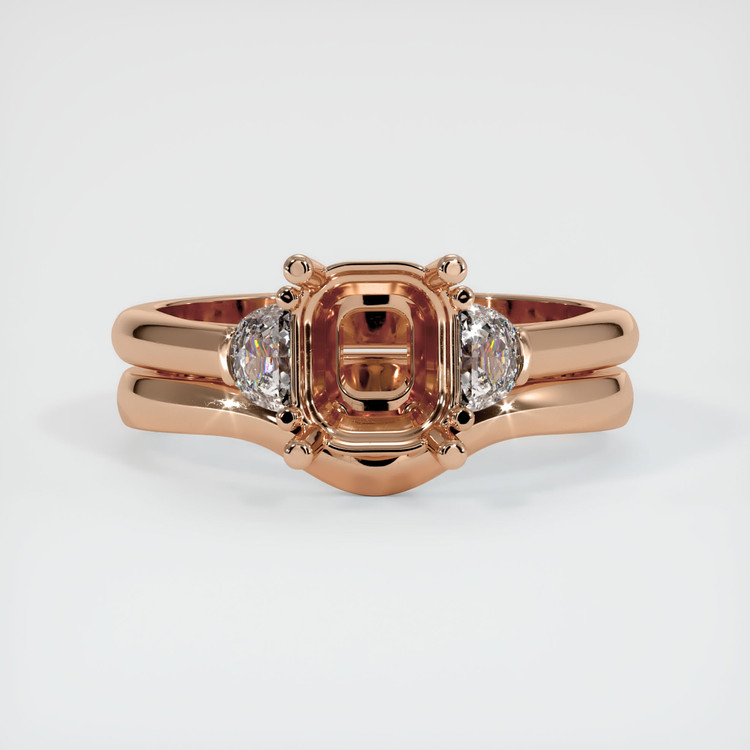 18K Rose Gold Three Stone Ring Setting