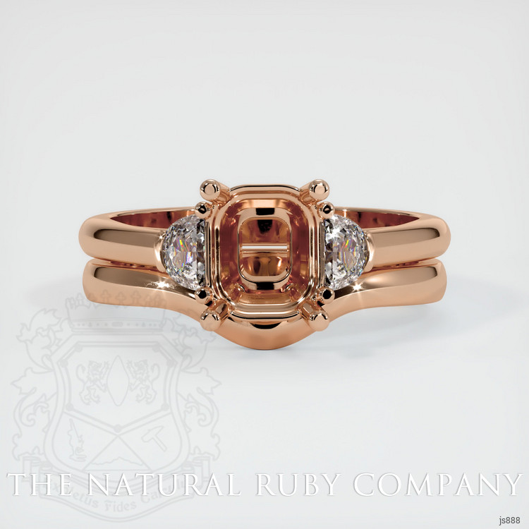 18K Rose Gold Three Stone Ring Setting