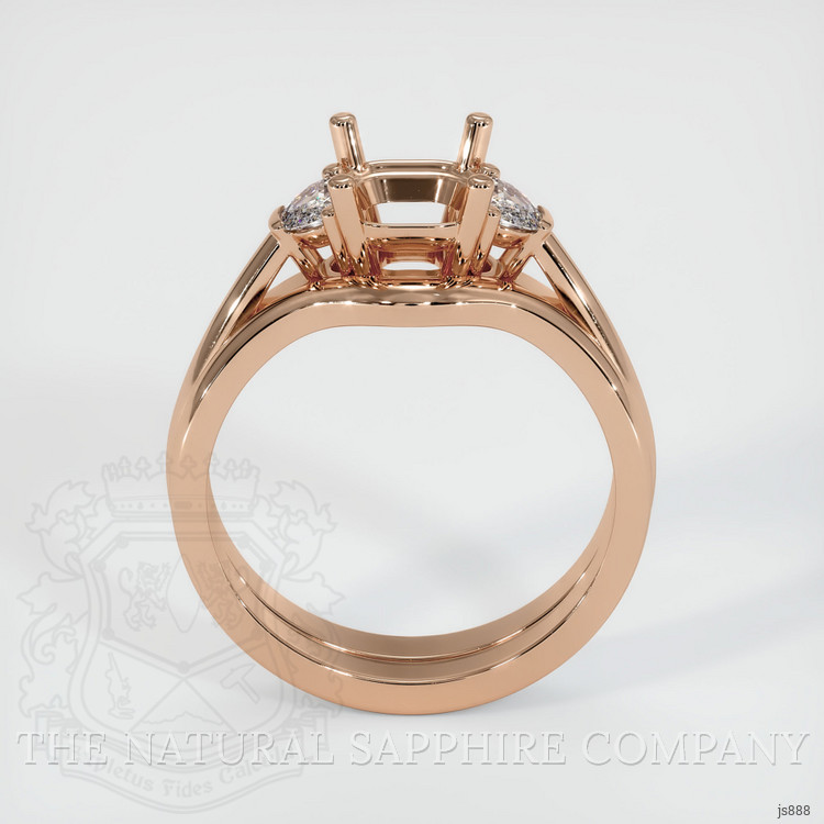 18K Rose Gold Three Stone Ring Setting