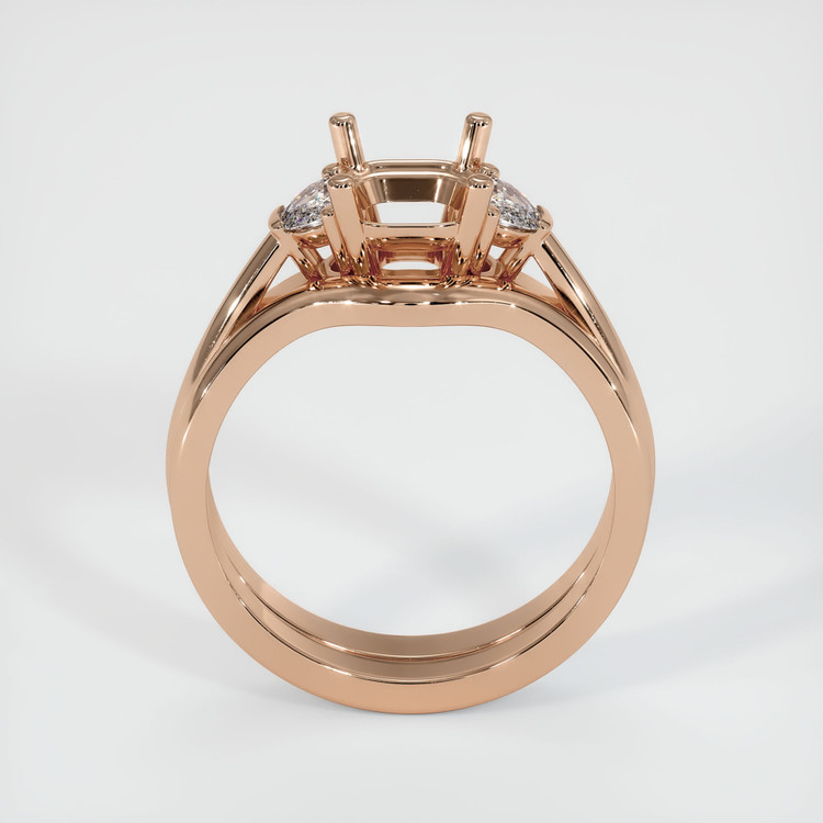 18K Rose Gold Three Stone Ring Setting