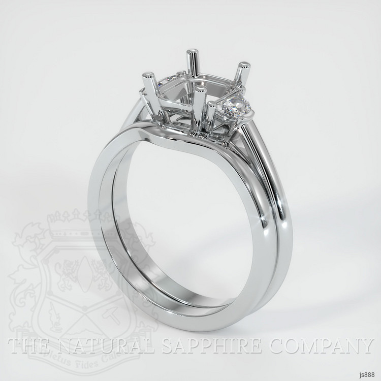10K White Gold Three Stone Ring Setting