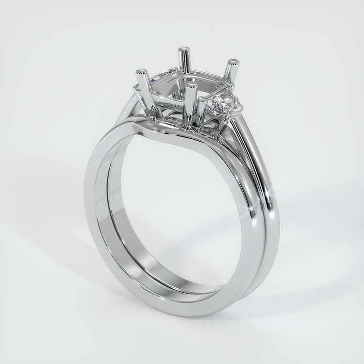14K White Gold Three Stone Ring Setting