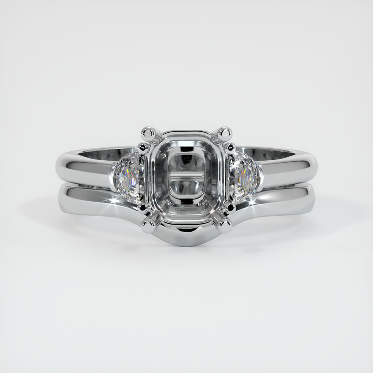 14K White Gold Three Stone Ring Setting