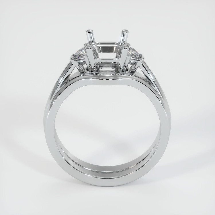 14K White Gold Three Stone Ring Setting