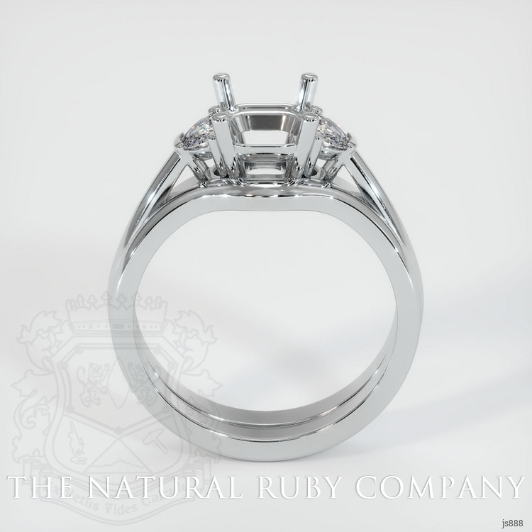 14K White Gold Three Stone Ring Setting