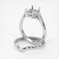 14K White Gold Three Stone Ring Setting Image