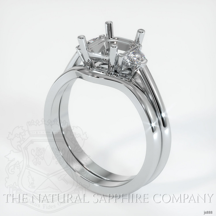 18K White Gold Three Stone Ring Setting