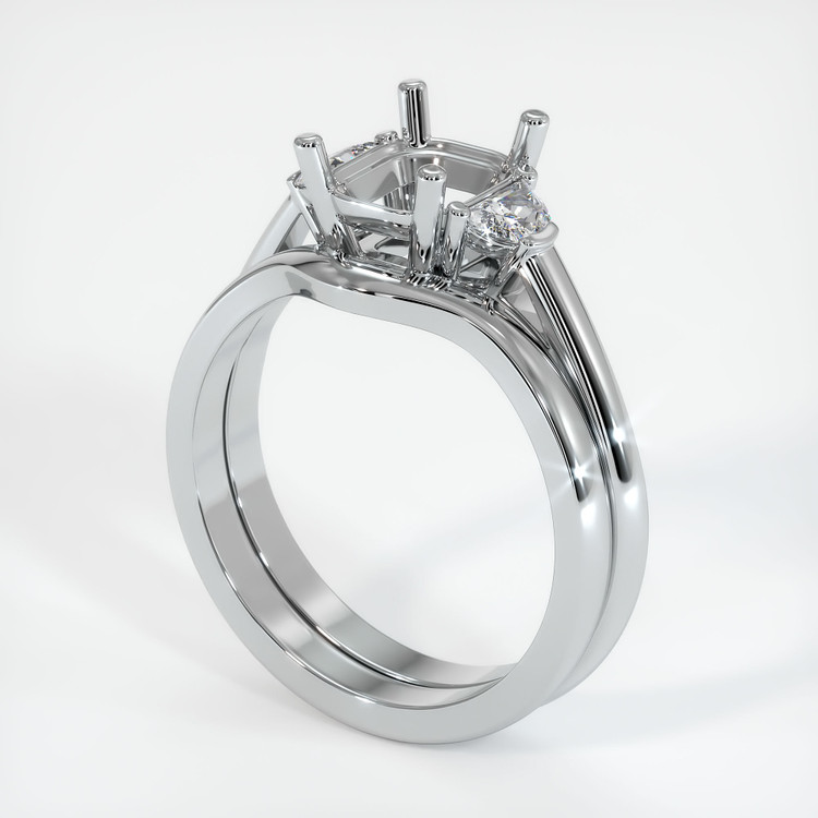 18K White Gold Three Stone Ring Setting
