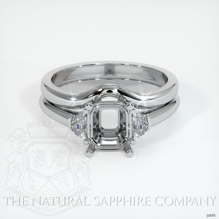 18K White Gold Three Stone Ring Setting