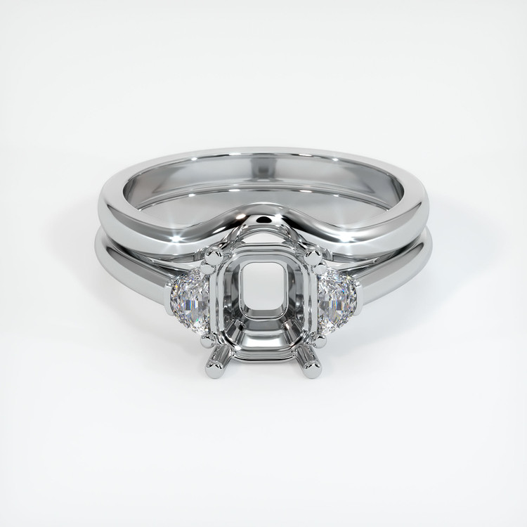18K White Gold Three Stone Ring Setting