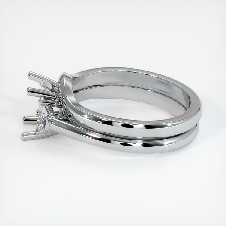18K White Gold Three Stone Ring Setting