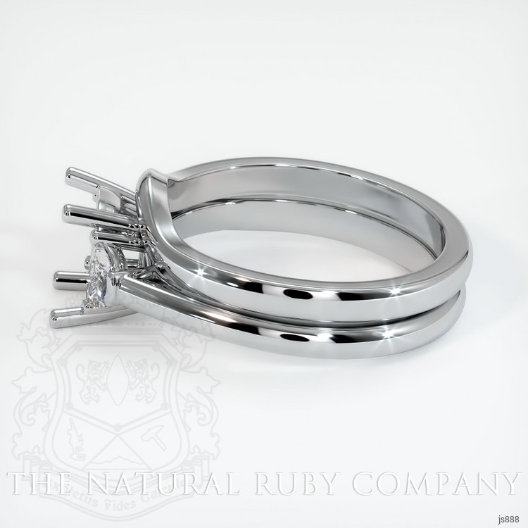 18K White Gold Three Stone Ring Setting