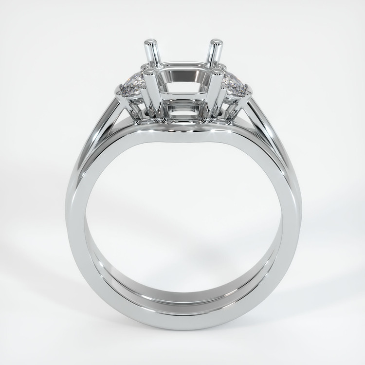 18K White Gold Three Stone Ring Setting