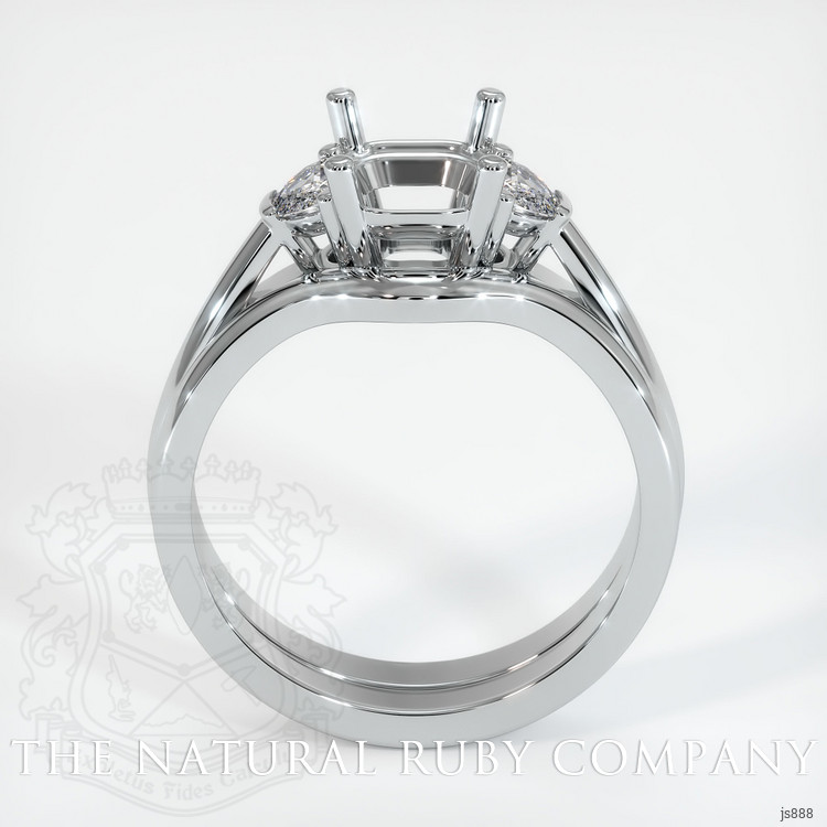 18K White Gold Three Stone Ring Setting