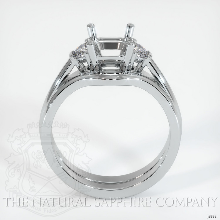 18K White Gold Three Stone Ring Setting