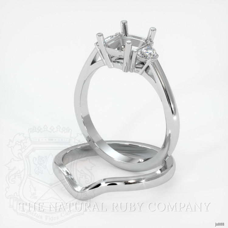 18K White Gold Three Stone Ring Setting