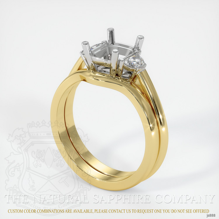 14K White & Yellow Three Stone Ring Setting