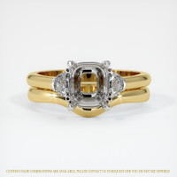 14K White & Yellow Three Stone Ring Setting Image