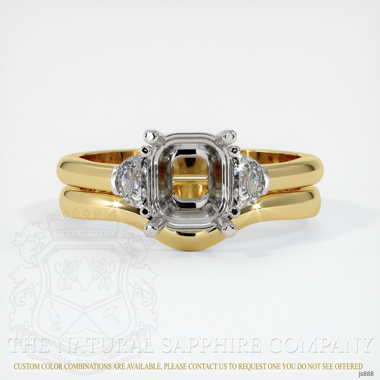 14K White & Yellow Three Stone Ring Setting