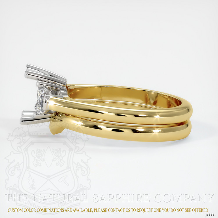 14K White & Yellow Three Stone Ring Setting