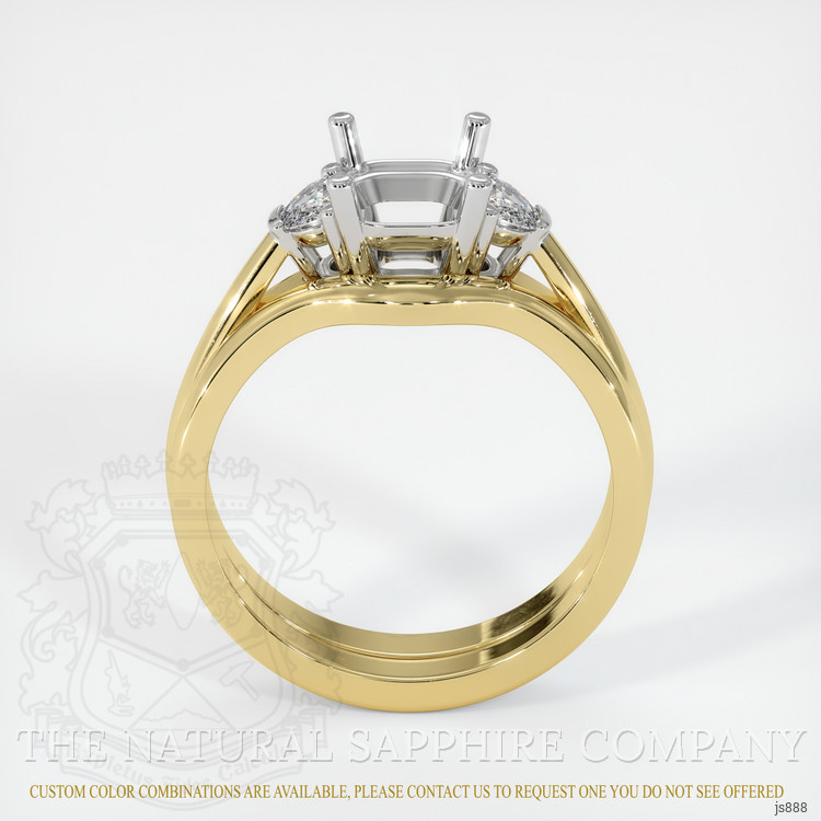 14K White & Yellow Three Stone Ring Setting