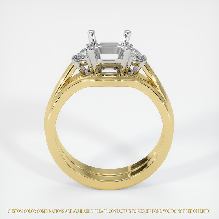 14K White & Yellow Three Stone Ring Setting