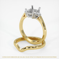 14K White & Yellow Three Stone Ring Setting Image