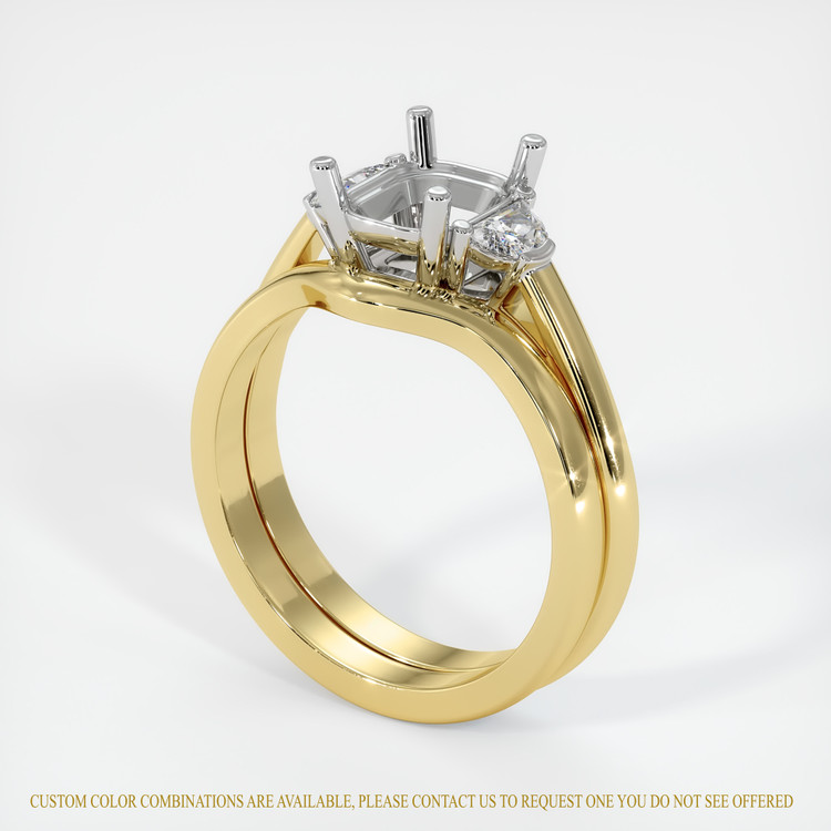 18K White & Yellow Three Stone Ring Setting