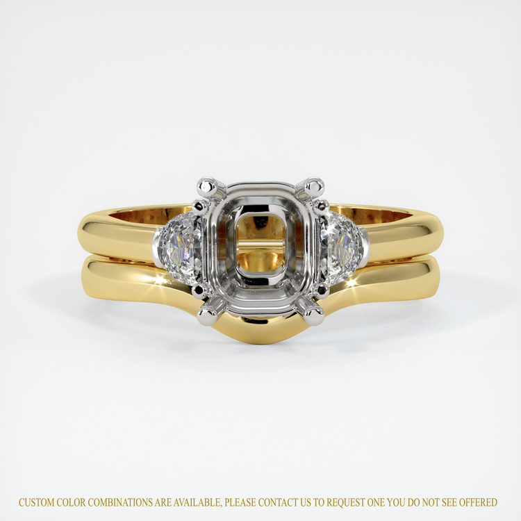18K White & Yellow Three Stone Ring Setting