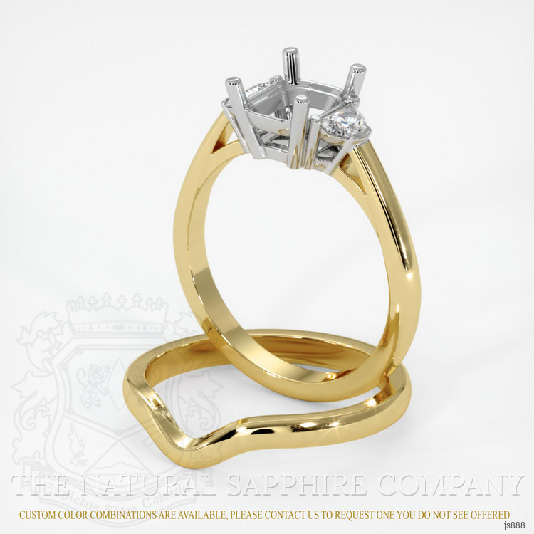 18K White & Yellow Three Stone Ring Setting