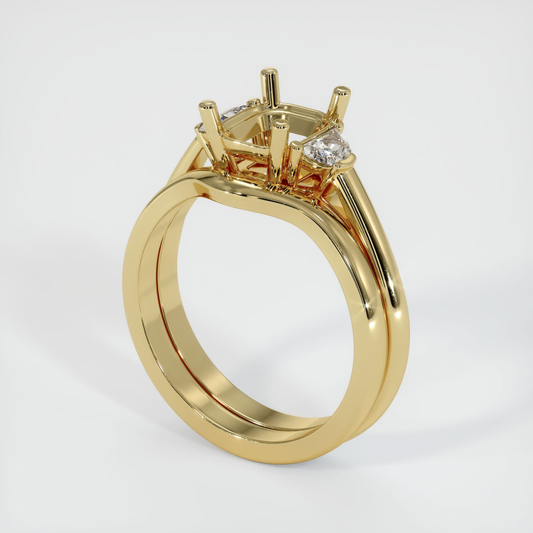 14K Yellow Gold Three Stone Ring Setting