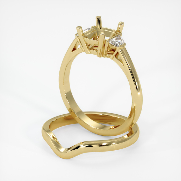 14K Yellow Gold Three Stone Ring Setting