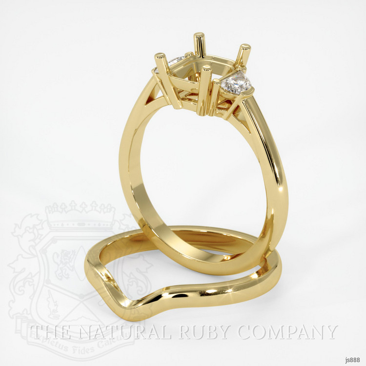 14K Yellow Gold Three Stone Ring Setting