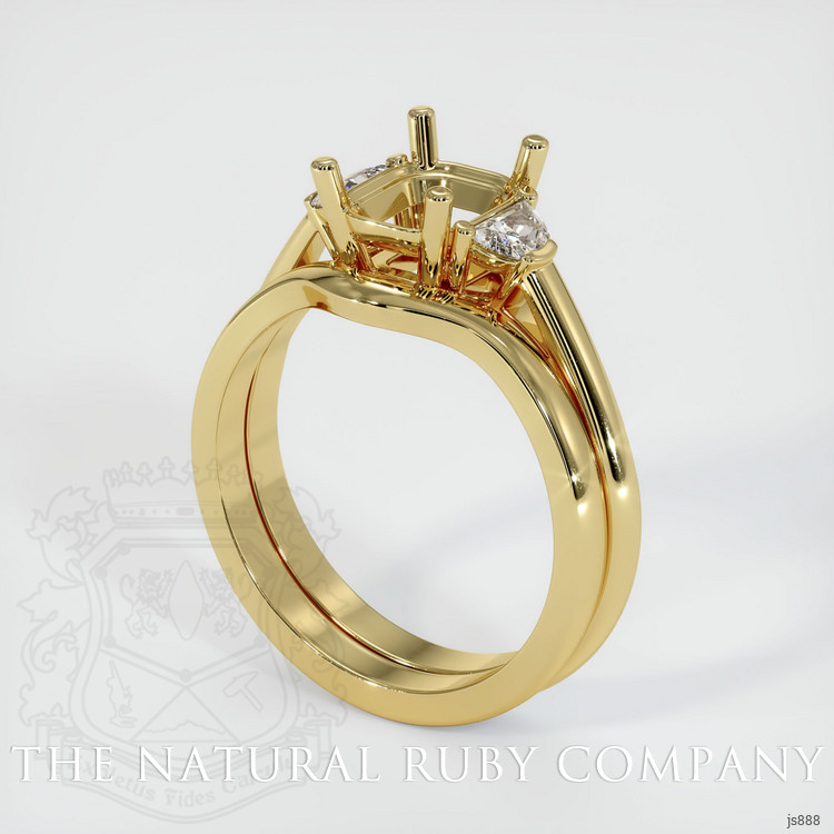 18K Yellow Gold Three Stone Ring Setting