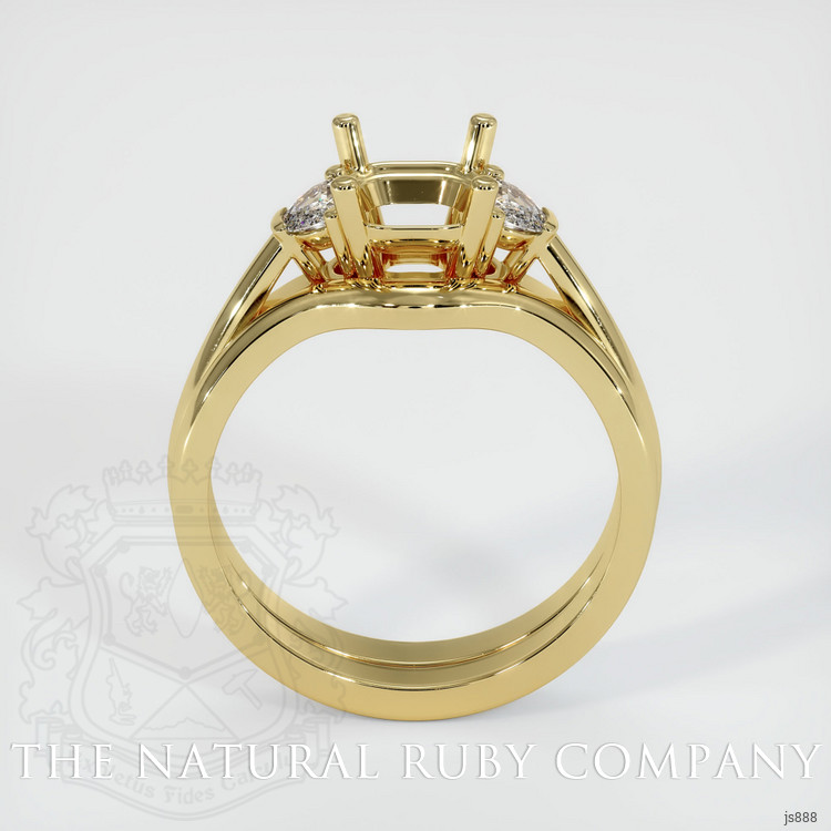 18K Yellow Gold Three Stone Ring Setting