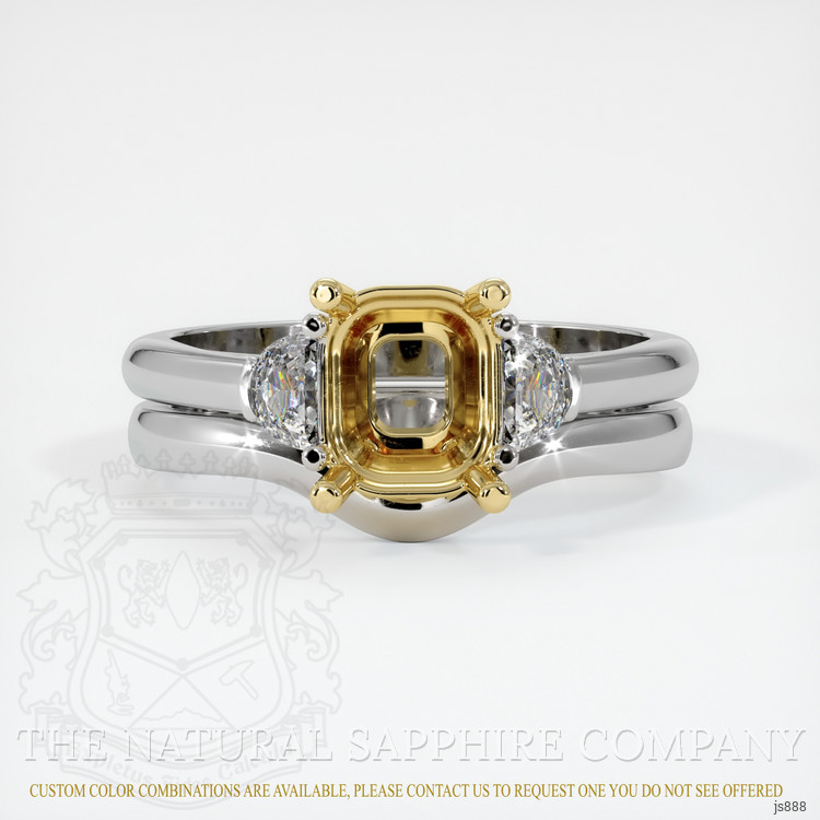 14K Yellow & White Three Stone Ring Setting