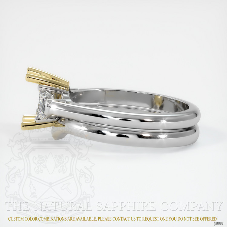 14K Yellow & White Three Stone Ring Setting
