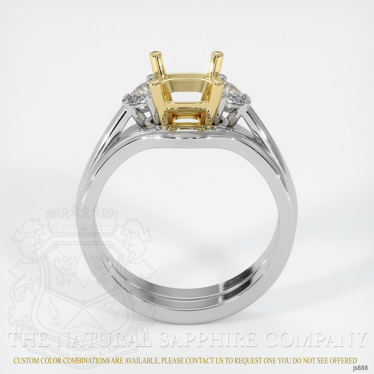 14K Yellow & White Three Stone Ring Setting