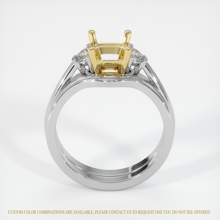 14K Yellow & White Three Stone Ring Setting