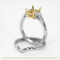 14K Yellow & White Three Stone Ring Setting Image