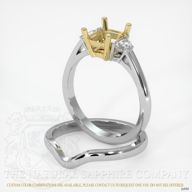 14K Yellow & White Three Stone Ring Setting