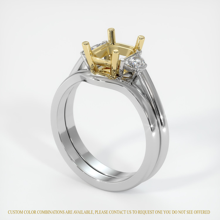 18K Yellow & White Three Stone Ring Setting