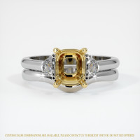 18K Yellow & White Three Stone Ring Setting Image